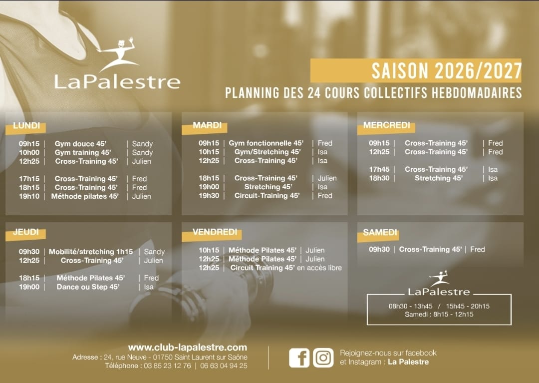 Planning salle de sport